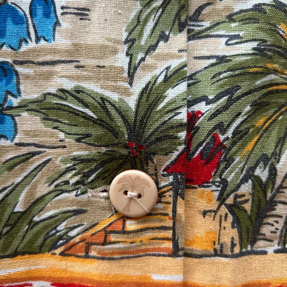 Hearts of Palm Linen Blend Tropical Resort Shirt Size 10, Vibrant Cactus & Palm​ - Picture 3 of 8